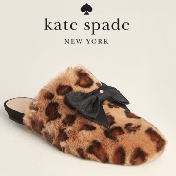kate spade Shoes - Kate Spade Leopard Jocelyn Faux Fur Slippers 🐆